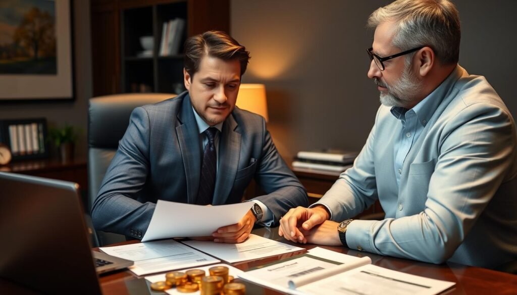GoldenCrest Metals investment specialist helping a client with gold IRA setup GoldenCrest Metals investment specialist helping a client with gold IRA setup
