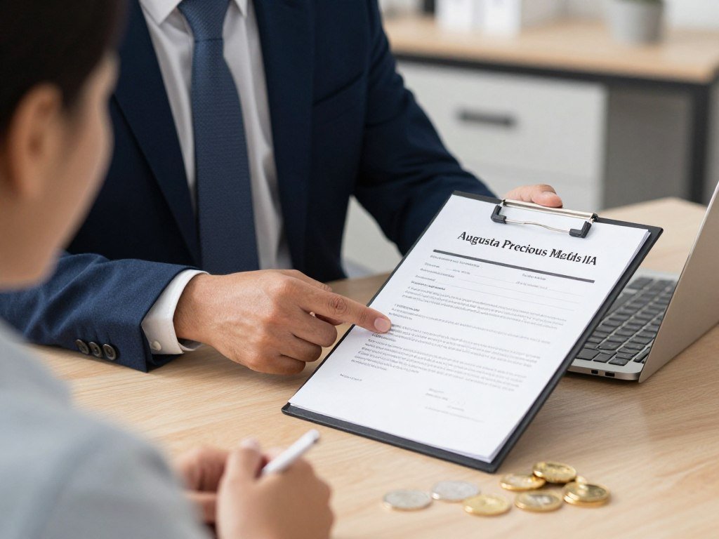 Augusta Precious Metals IRA specialist helping a client with account setup Augusta Precious Metals IRA specialist helping a client with account setup